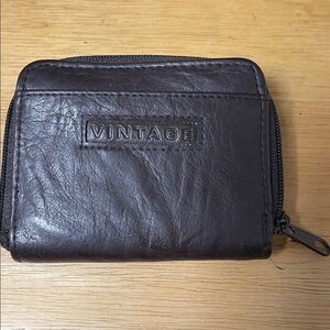 Vintage Brown Leather Wallet labeled VINTAGE
